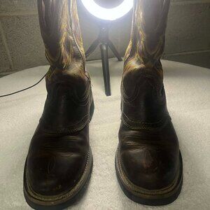Justin Original mens work boots brown leather size 12